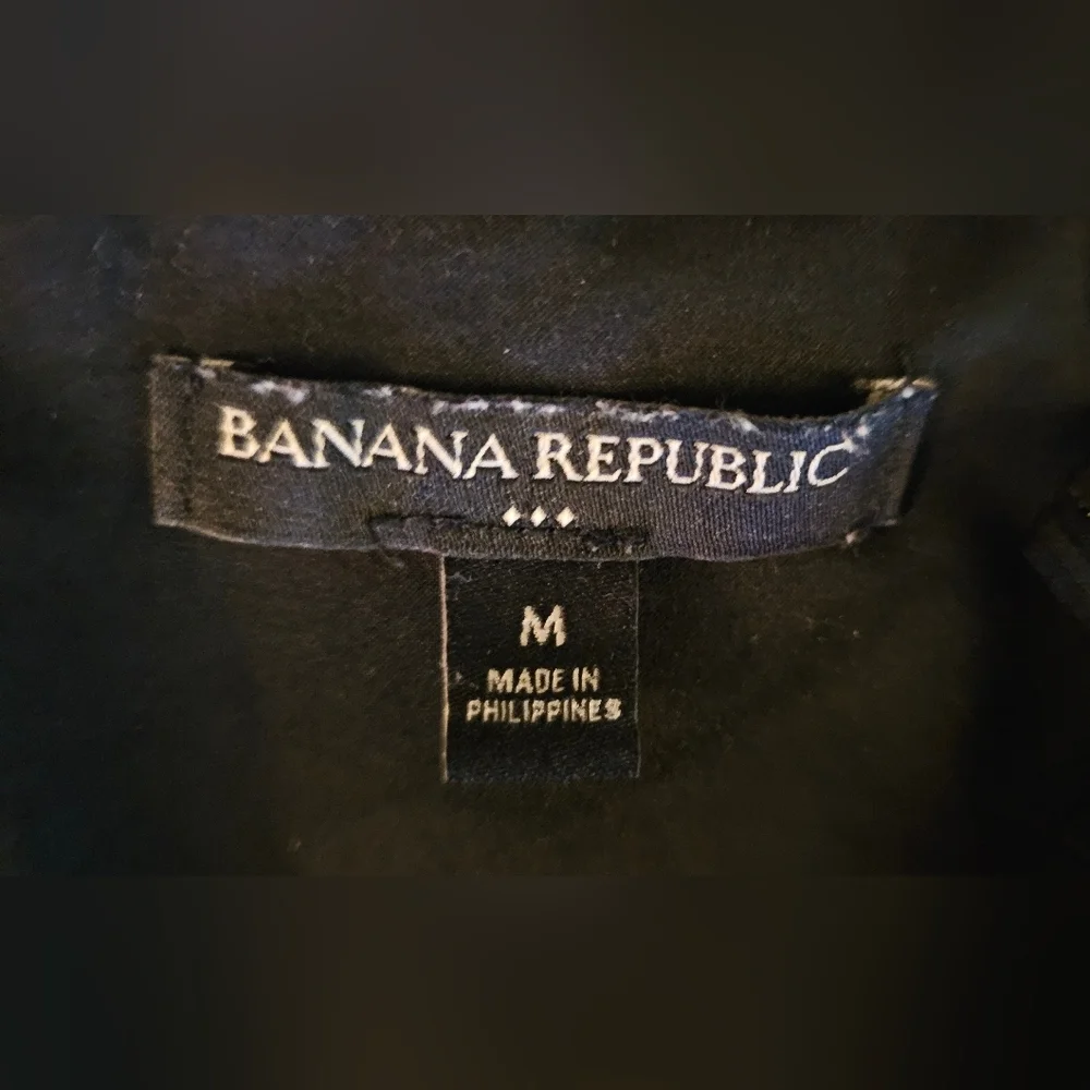 Banana Republic Black Sheer Metallic Stripe Ruffle Sleeve Blouse - Size Medium - Picture 3 of 5